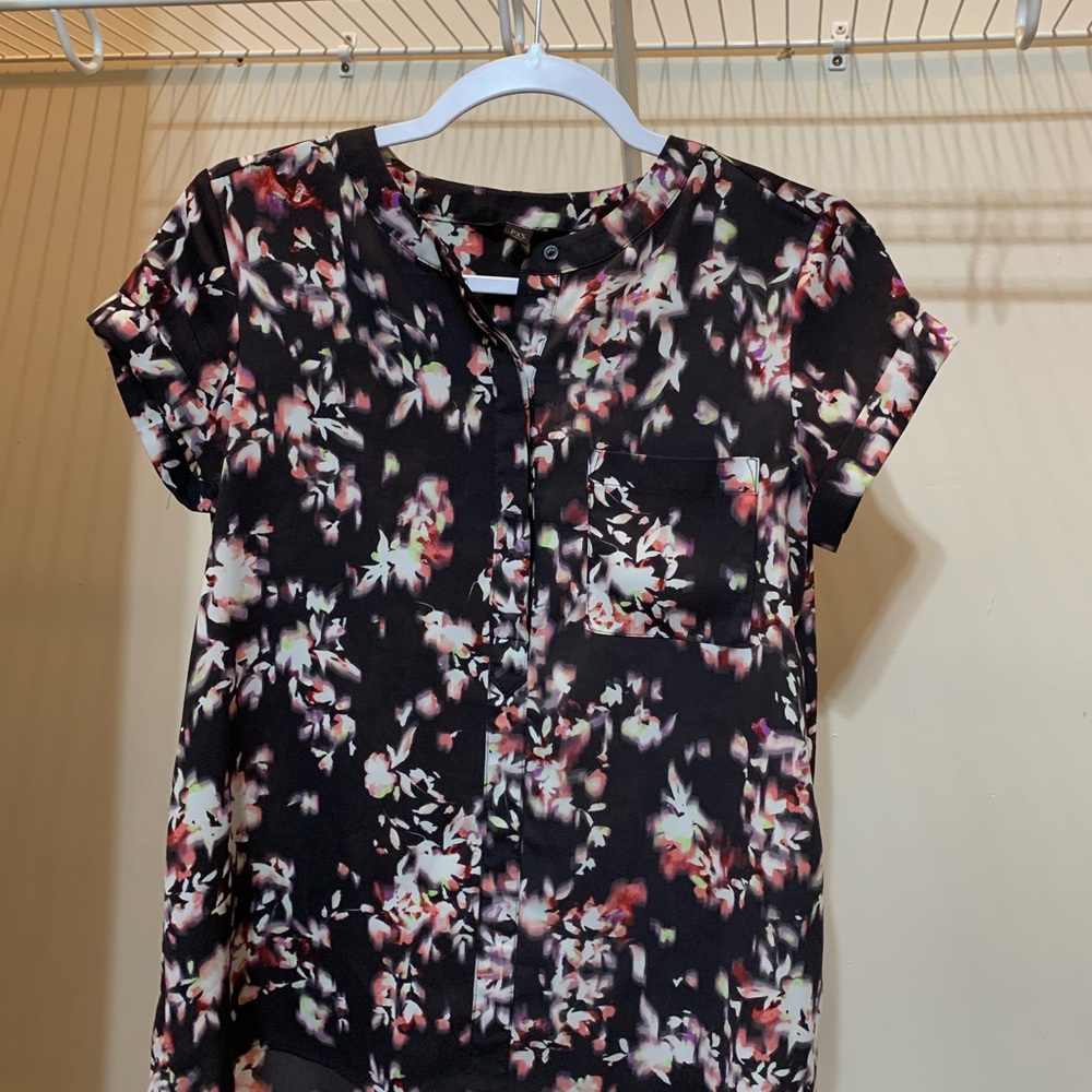 Women’s Simply Vera Vera Wang Short Sleeve Blouse in Black Floral